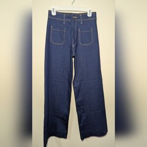 Zara Patch Pocket Marine Jeans High Rise Dark Wash Women's Size 4